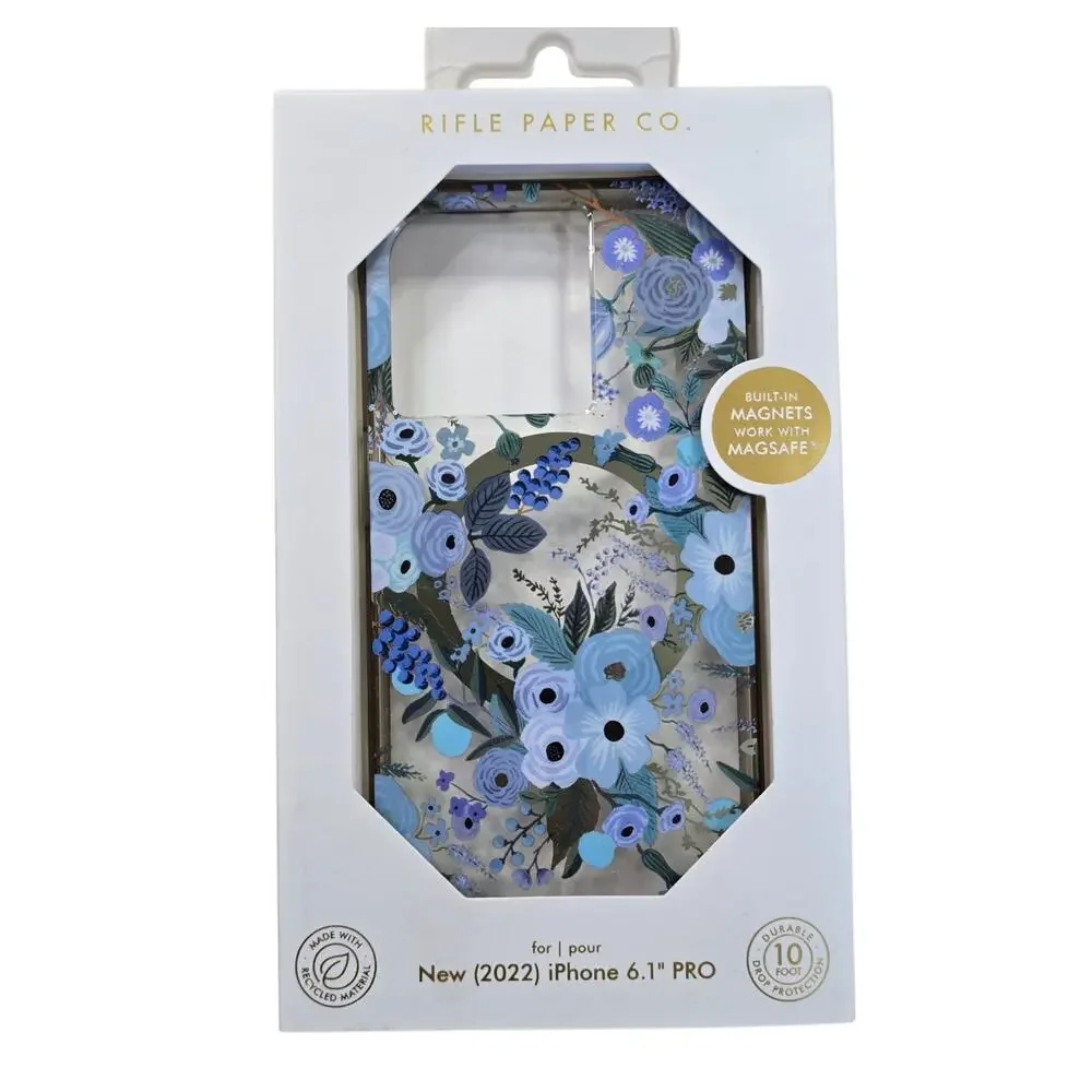 Floral Blue iPhone 6.1 Pro Phone Case with Magsafe Magnets
